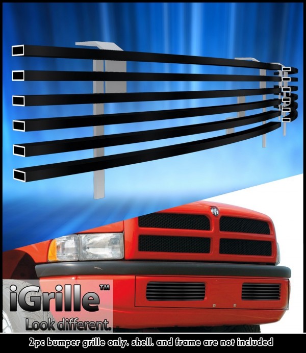 Stainless Black Grille Bumper Inserts 94-01 Dodge Ram Non Sport - Click Image to Close